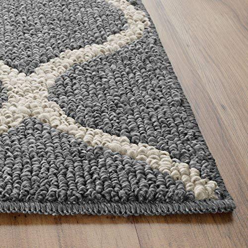 Maples Rugs Rebecca 2'6 x 10' Non Skid Hallway Carpet Entry Rugs Runners for Kitchen and Entryway, Grey/White