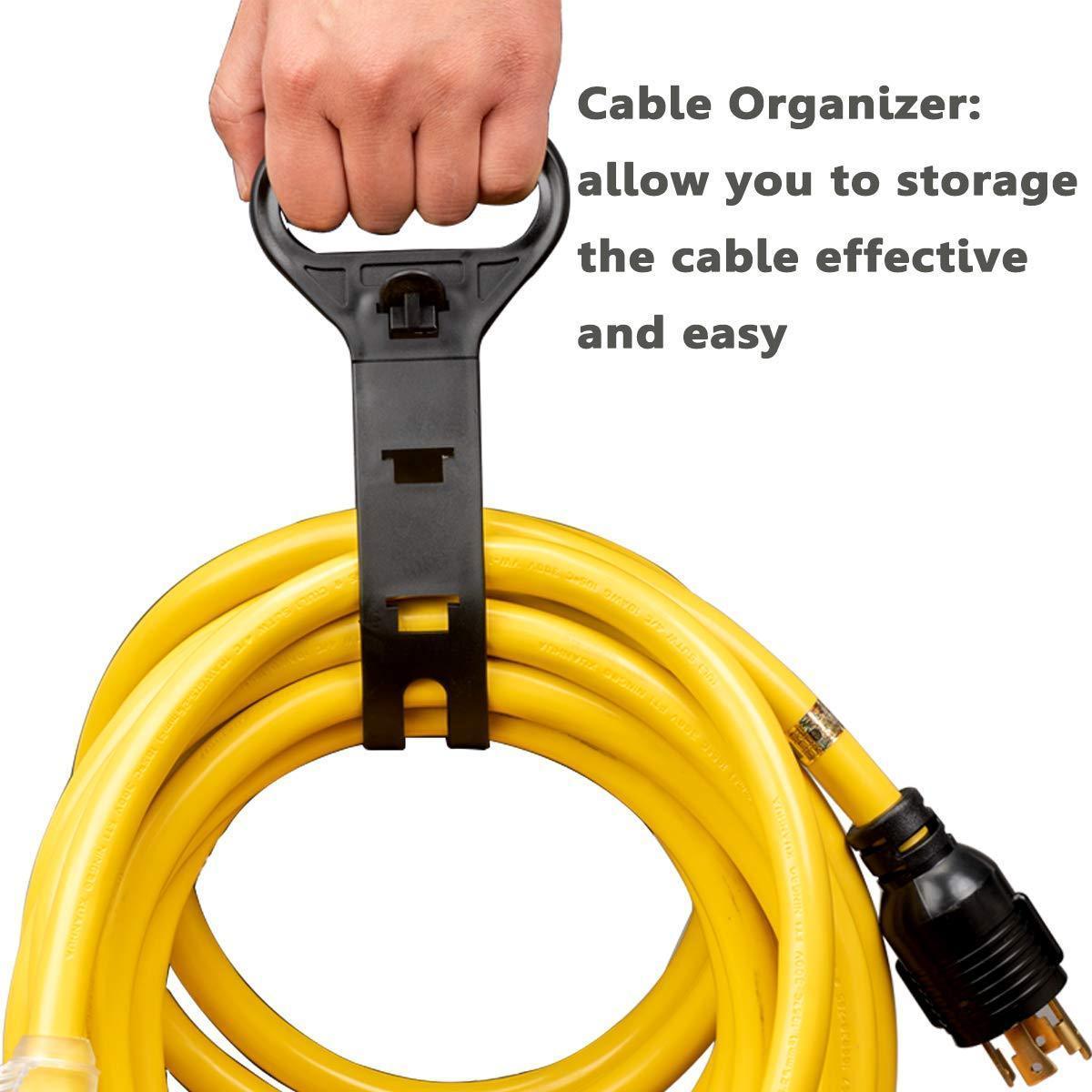 25FT Heavy Duty Generator Locking Power Cord NEMA L14-30P/L14-30R,4X10 Gauge SJTW Cable, 125/250V 30Amp 7500 Watts Yellow Generator Lock Extension Cord with UL Listed Yodotek