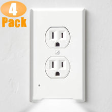 Load image into Gallery viewer, 4Pack LED Night Light Outlet Cover Plate-No Wires Or Batteries,Light Sensor Auto-On LED Guidelight,Install In a Snap,Outlet Wall Plate With 0.3W High Brightness Night Light (White,Duplex)
