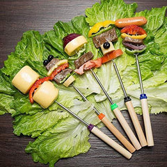 Aoocan marshmallow roasting sticks, smores skewers telescoping forks Multicolored 32 inch, Set of 12 smores sticks for fire pit & hot dog forks - Camping, Campfire, Bonfire Kids kit- free portable bag
