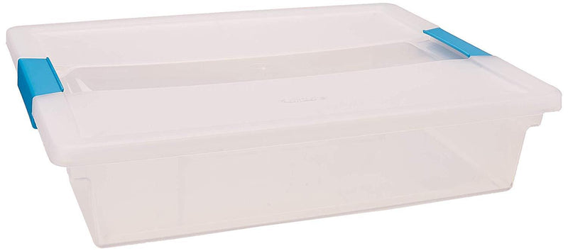 STERILITE 19638606 Large Clip Box, Clear with Blue Aquarium Latches 2 pieces (Large)