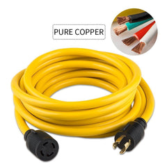 25FT Heavy Duty Generator Locking Power Cord NEMA L14-30P/L14-30R,4X10 Gauge SJTW Cable, 125/250V 30Amp 7500 Watts Yellow Generator Lock Extension Cord with UL Listed Yodotek