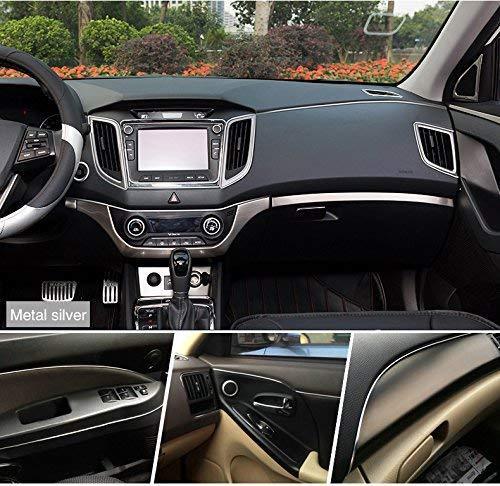YIJINSHENG Car Interior DIY Automobile Motor Exterior Decoration Moulding Trim Strip line Sticker Insert Type Air Outlet Dashboard Decoration 3D Strip 8 Meters Car Styling Molding(Silver)