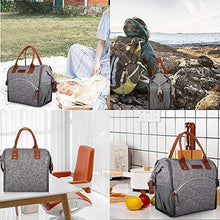 Load image into Gallery viewer, Lunch Bag, KOMUEE Insulated Lunch Box Wide-Open Lunch Tote Bag Large Drinks Holder Durable Nylon Thermal Snacks Organizer for Women Men Adults College Work Picnic Hiking Beach Fishing (green)
