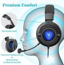 Load image into Gallery viewer, NUBWO N9PRO Gaming Headset, for PS4, Xbox One, Nintendo Switch, Mac, PC, Computer, LED Light, with Detachable Microphone, with Surround Sound Quality 3.5mm Volume Control, Black
