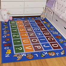 Load image into Gallery viewer, Ottomanson Jenny Collection Light Blue Frame with Multi Colors Kids Children&#39;s Educational Alphabet (Non-Slip) Area Rug, Blue, 8&#39;2&quot; x 9&#39;10&quot;
