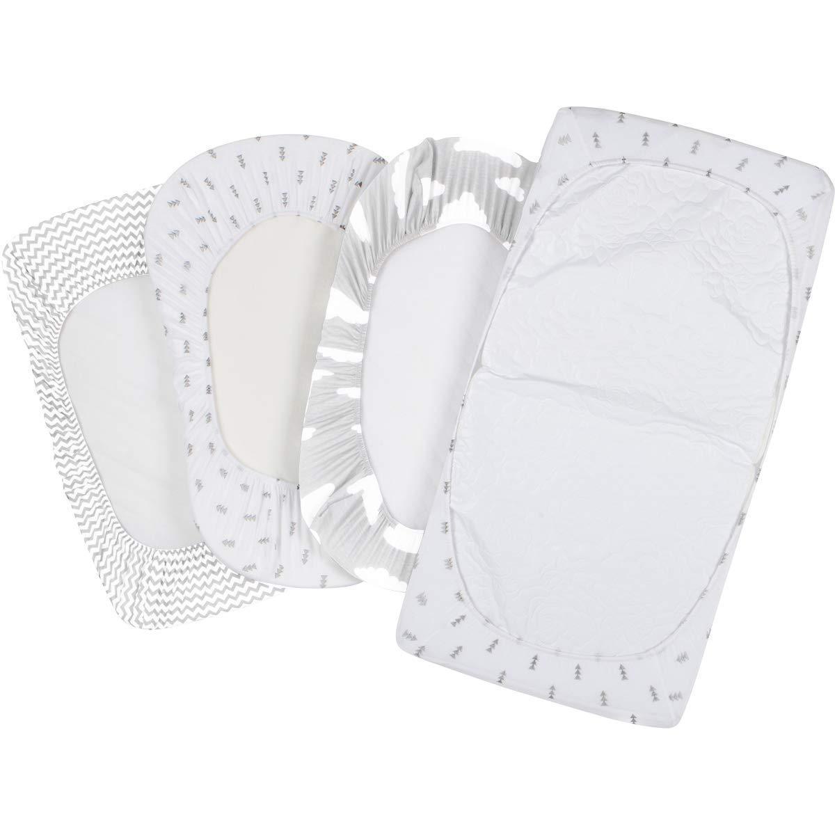 Bassinet Sheet Set | Cradle Fitted Sheets for Bassinet Mattress/Pads | Super Soft Jersey Knit Cotton | 3 Pack | 150 GSM |