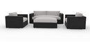 Toja Bretton Outdoor Patio Sofa Set (4 pcs) | Wicker Rattan Body with Sunbrella Cushions (Cast Silver)