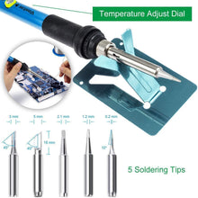 Load image into Gallery viewer, Vastar Soldering Iron Kit, Full Set 60W 110V Soldering Welding Iron Kit - Adjustable Temperature, 5pcs Different Tips, Desoldering Pump, Stand, Anti-static Tweezers and Additional Solder Tube
