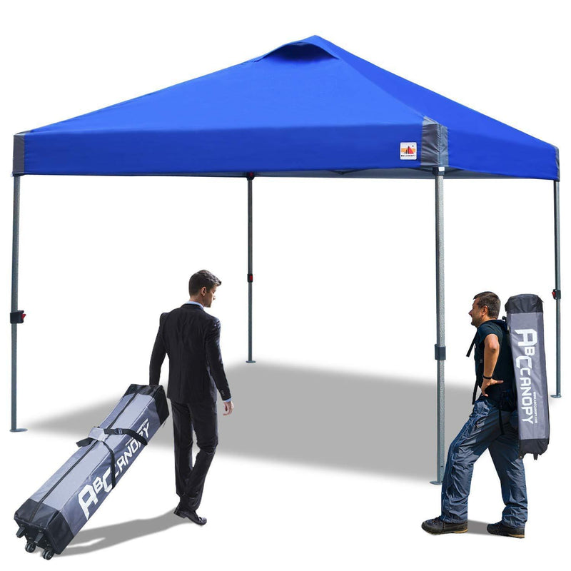 ABCCANOPY 10×10 Canopy Tent Pop Up Beach Canopy Portable Shade Canopy Instant Folding with Wheeled Carry Bag, White (SC Canopy top Royal Blue)