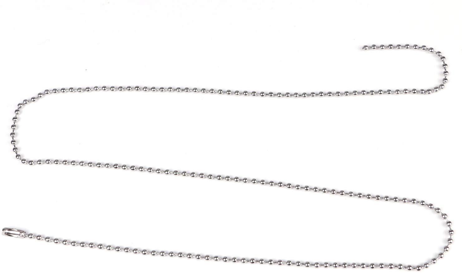 50pcs Nickel Plated Ball Chain Necklace, KinHom 24 Inches Long 2.4mm Bead Size # 3 Adjustable Antiqued Metal Bead Steel Chain Matching Connectors Jewelry Findings
