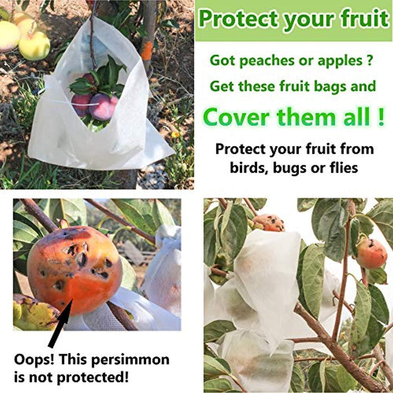 AllwaySmart 100 Reusable Fabric Fruit Protection Bags Insect Barrier 7" x 9 1/2" Prevent Birds Bugs Flies. Easy Install with Twist Wire
