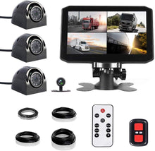 Load image into Gallery viewer, Vsysto Dash cam Backup Camera Front/Rear/Sides 4 Channels Waterproof Lens for Truck/Bus/Trailer/RV/Tractor DVR Camera Recording System with Dual Waterproof Infrared Night Vision Lens, 7.0&#39;&#39; Monitor
