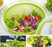 Load image into Gallery viewer, DenSan Crank Handle &amp; Locking Lid Multifunction 4.5 Quart Manual Good Grips Vegetables Dryer Dry Off Drain Quick Filter Lettuce vegetable Salad Spinner(Green)
