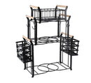 TQVAI 2 Tier Buffet Caddy with Mug Holder for Plates, Utensils, Napkins - Ideal for Kitchen, Dining, Entertaining, Parties, Picnics