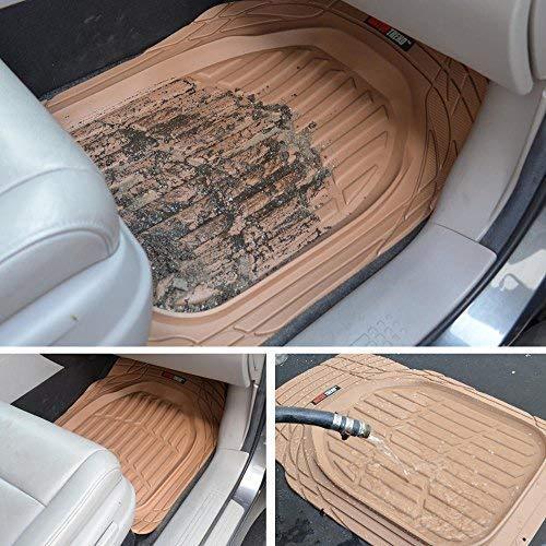 Motor Trend 4pc Gray Car Floor Mats Set Rubber Tortoise Liners w/ Cargo for Auto SUV Trucks