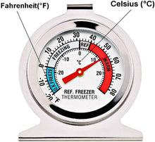 Load image into Gallery viewer, FOHO Durable Steel Refrigerator-Freezer Thermometer - Monitors The Internal Temperature of Your Refrigerator or Freezer, Hooks or Stands Alone
