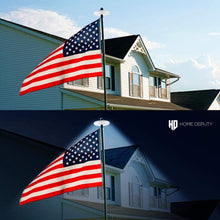 Load image into Gallery viewer, HOME DEPUTY Solar Flag Pole Light - 111 LED Super Bright Solar Light for Flag Pole - Suits most 15-25ft in-ground flag poles with 0.5” diameter Ornament Spindle – Long lasting dusk to dawn Lithium Battery
