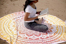 Load image into Gallery viewer, PAGISOFE Magenta Marvel Mandala Round Tapestry Hippie Indian Mandala Beach Blanket or Hippy Bohemian Table Cover or Boho Gypsy Cotton Tablecloth Beach Towel Meditation Round Yoga Mat - 72 Inches, Pink
