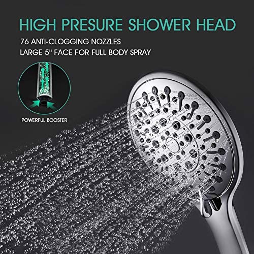 VOLUEX 6 Sprays Hand Held Shower Head with Hose, 5" Rainfall High Pressure Massage Shower Heads with Handheld Spray, Water Saving, Adjustable Bracket, 68"