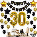 KATCHON 031 Party Decorations Kit-Happy Birthday Banner, 30th Balloons,Gold and Black, Number 30