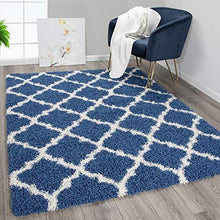 Load image into Gallery viewer, Ottomanson Collection shag Trellis Area Rug, 5&#39;3&quot; x 7&#39;, Gray
