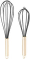 TEEVEA  Set of 2 Whisks, 10” and 12” Beaters, Stainless Steel and Silicone – Gold and Red