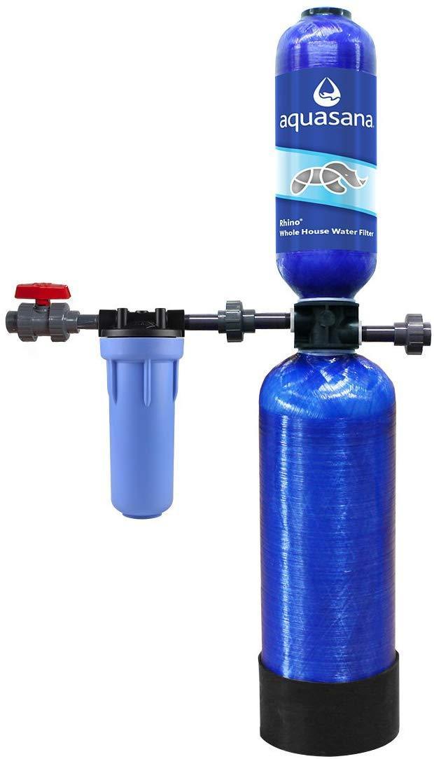 Aquasana Whole House Well Water Filter System w/ UV Purifier & Salt-Free Descaler - Filters Sediment & 97% Of Chlorine - Carbon & KDF Home Water Filtration - 500,000 Gl