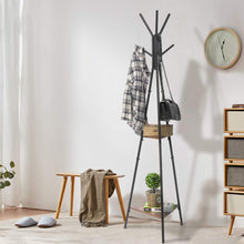 Load image into Gallery viewer, KingSo Coat Rack, Hall Tree Standing Coat Tree Hat Hanger Holder with 6 Hooks 2 Shelves for Bedroom Office Hallway Entryway
