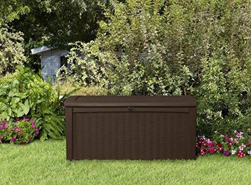 Keter Borneo 110 Gallon Resin Outdoor Storage Bench and Deck Box for Patio Furniture, Anthracite