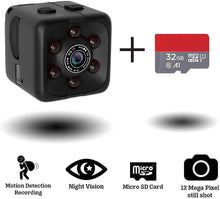 Load image into Gallery viewer, Mini Hidden Spy Camera Portable Small 1080P Wireless Cam with Night Vision and Motion Detection for Nanny/Housekeeper, Security Sports Camera (Black（with 32GB Card）)
