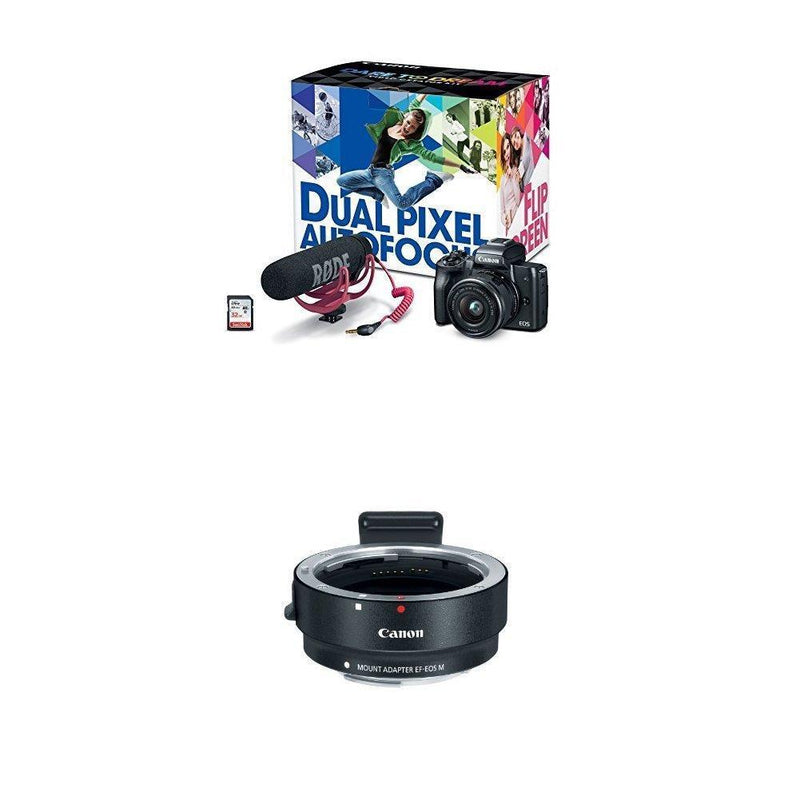 Canon EOS M50 Mirrorless Camera Kit w/EF-M15-45mm and 4K Video (Black)