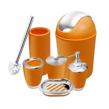 Load image into Gallery viewer, 6 Piece Bathroom Accessories Set,Plastic Bath Ensemble Bath Set Lotion Bottles, Toothbrush Holder, Tooth Mug, Soap Dish, Toilet Brush, Trash Can (white)
