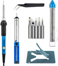 Load image into Gallery viewer, Vastar Soldering Iron Kit, Full Set 60W 110V Soldering Welding Iron Kit - Adjustable Temperature, 5pcs Different Tips, Desoldering Pump, Stand, Anti-static Tweezers and Additional Solder Tube
