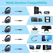 Load image into Gallery viewer, NUBWO N9PRO Gaming Headset, for PS4, Xbox One, Nintendo Switch, Mac, PC, Computer, LED Light, with Detachable Microphone, with Surround Sound Quality 3.5mm Volume Control, Black
