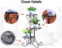 Load image into Gallery viewer, Plant Stand Metal Flower Holder Pot with 3 Tier Garden Decoration Display Wrought Iron 3 Layers Planter Rack Shelf Organizer for Garden Home Office Black (3layer)
