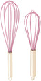 TEEVEA  Set of 2 Whisks, 10” and 12” Beaters, Stainless Steel and Silicone – Gold and Red