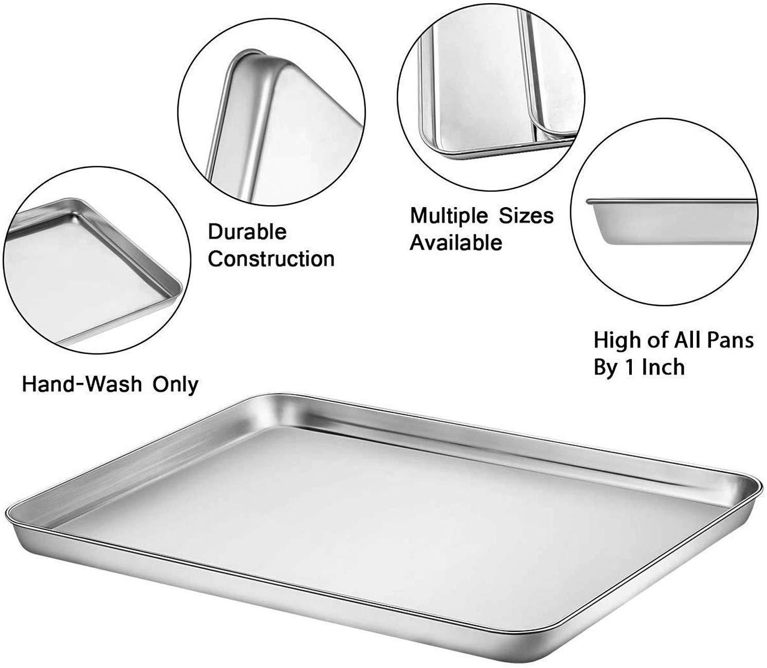 Baking Sheet with Silicone Baking Mat, Set of 8 (4 Sheets + 4 Baking Mats), Fungun Stainless Steel Cookie Sheet Baking Pan with Silicone Mat, Non Toxic & Heavy Duty & Easy Clean
