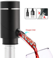 Load image into Gallery viewer, Andre Lorent  Electric Wine Aerator, Wine Dispenser Pump, Automatic Wine Pourer, Instant Wine Decanter, One-Touch Wine Oxidizer with Retractable Tube, Portable and USB Rechargeable, Black
