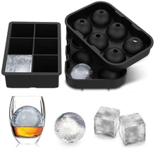 Load image into Gallery viewer, Large Ice Cube Trays Ice Ball Maker with Lids Combo(Set of 2), Silicone Sphere &amp; Square Flexible Ice Cube Molds for Cocktails, Whiskey, Juice and Any Drinks- Reusable &amp; BPA Free
