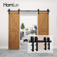 Load image into Gallery viewer, Homlux 6ft Heavy Duty Sturdy Sliding Barn Door Hardware Kit Single Door - Smoothly and Quietly - Simple and Easy to Install - Fit 1 3/8-1 3/4&quot; Thickness Door Panel(Black)(J Shape Hangers)
