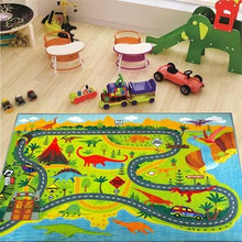 Load image into Gallery viewer, KC Cubs Playtime Collection Dinosaur Dino Safari Road Map Educational Learning &amp; Game Area Rug Carpet for Kids and Children Bedrooms and Playroom (5&#39;0&quot; x 6&#39;6&quot;)
