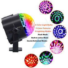 Load image into Gallery viewer, Luditek  [Latest 6-Color LEDs] Litake Party Lights Disco Ball Lights Strobe Light, 7 Patterns Sound Activated with Remote Control Dj Lights Stage Light
