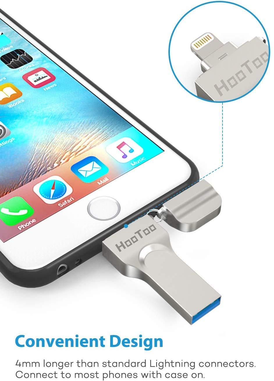 iPhone Flash Drive 128GB HooToo USB 3.0 Photo Stick MFi Certified External Memory Stick, Compatible with iPhone iPad, Touch ID Encryption with iPlugmate App software support Windows Mac and iOS