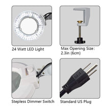 Load image into Gallery viewer, Opard Magnifying Lamp LED Floor Lamp with Magnifying Glass Light Clamp Stand Adjustable Arm for Reading, Close Work, Dental, Beauty
