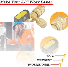 Wadoy R410A Valve Core Remover with Dual Size SAE 1/4 & 5/16 Port HVAC Valve Core Removal Installer Tool A/C Valve Core R22