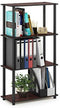 Furinno (99557BK/GY) Turn-N-Tube 4-Tier Multipurpose Shelf Display Rack - Black/Grey