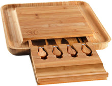 Load image into Gallery viewer, Home Perspective Cheese Board and Knife Set - 100% Organic Bamboo Wood Charcuterie Platter Serving Tray with Cutlery - Perfect for Birthday, Housewarming &amp; Wedding Gifts

