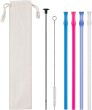 Load image into Gallery viewer, Reusable Collapsible Silicone Drinking Straws, 4 Pieces Extra long Flexible Bendy Straw, BPA Free Big Size Straw with Cleaning Brushes and Portable Bag, 30oz and 20oz by Unihoh
