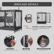 Load image into Gallery viewer, VIVOHOME 18 Inch Heavy Duty Wrought Iron Travel Carrier Portable Bird Parrot Cage with Feeding Bowls and Rope Perch
